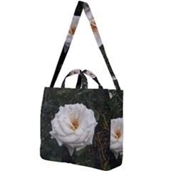 White Smooth Rose Square Shoulder Tote Bag by okhismakingart