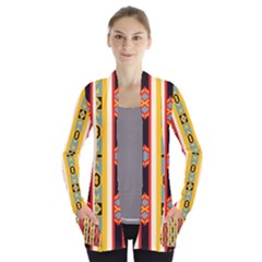 Rhombus And Stripes          Women s Open Front Pockets Cardigan by LalyLauraFLM