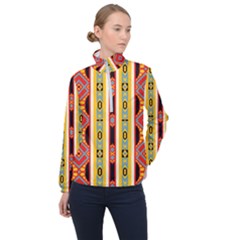 Rhombus And Stripes           Women Half Zip Windbreaker by LalyLauraFLM