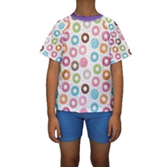 Donut Pattern With Funny Candies Kids  Short Sleeve Swimwear by genx