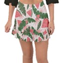 Tropical Watermelon Leaves Pink and green jungle leaves retro Hawaiian style Fishtail Mini Chiffon Skirt View1