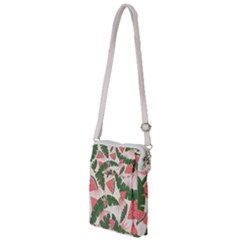 Tropical Watermelon Leaves Pink And Green Jungle Leaves Retro Hawaiian Style Multi Function Travel Bag by genx