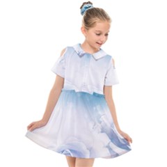 Beautiful Floral Design In Soft Blue Colors Kids  Short Sleeve Shirt Dress by FantasyWorld7