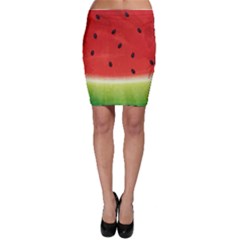 Juicy Paint Texture Watermelon Red And Green Watercolor Bodycon Skirt by genx