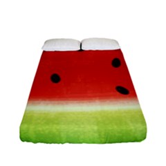 Juicy Paint Texture Watermelon Red And Green Watercolor Fitted Sheet (full/ Double Size) by genx