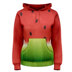 Juicy Paint Texture Watermelon Red And Green Watercolor Women s Pullover Hoodie by genx