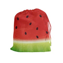 Juicy Paint Texture Watermelon Red And Green Watercolor Drawstring Pouch (xl) by genx