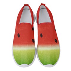 Juicy Paint Texture Watermelon Red And Green Watercolor Women s Slip On Sneakers by genx