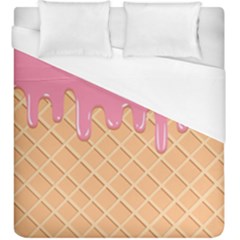 Ice Cream Pink Melting Background With Beige Cone Duvet Cover (king Size) by genx