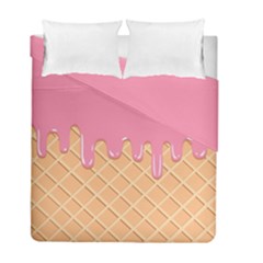 Ice Cream Pink Melting Background With Beige Cone Duvet Cover Double Side (full/ Double Size) by genx