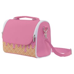 Ice Cream Pink Melting Background With Beige Cone Satchel Shoulder Bag by genx