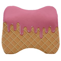 Ice Cream Pink Melting Background With Beige Cone Velour Head Support Cushion by genx