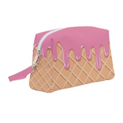 Ice Cream Pink Melting Background With Beige Cone Wristlet Pouch Bag (medium) by genx