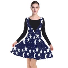 Starry Night Cartoon Print Pattern Plunge Pinafore Dress by dflcprintsclothing