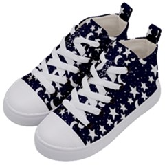 Starry Night Cartoon Print Pattern Kids  Mid-top Canvas Sneakers by dflcprintsclothing