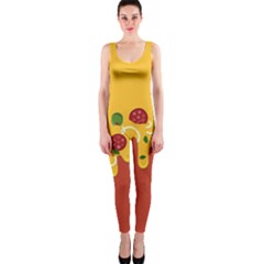 Pizza Topping Funny Modern Yellow Melting Cheese And Pepperonis One Piece Catsuit by genx