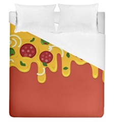 Pizza Topping Funny Modern Yellow Melting Cheese And Pepperonis Duvet Cover (queen Size) by genx