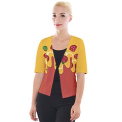 Pizza Topping Funny Modern Yellow Melting Cheese And Pepperonis Cropped Button Cardigan by genx