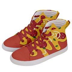 Pizza Topping Funny Modern Yellow Melting Cheese And Pepperonis Women s Hi-top Skate Sneakers by genx