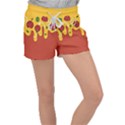 Pizza Topping funny modern yellow melting cheese and pepperonis Women s Velour Lounge Shorts View1