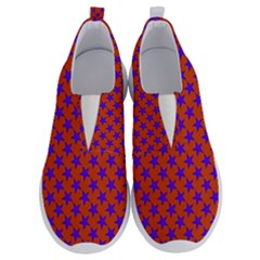 Purple Stars Pattern On Orange No Lace Lightweight Shoes by BrightVibesDesign