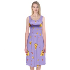 Pizza Pattern Violet Pepperoni Cheese Funny Slices Midi Sleeveless Dress by genx