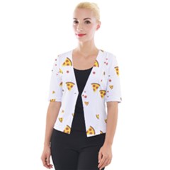 Pizza Pattern Pepperoni Cheese Funny Slices Cropped Button Cardigan by genx