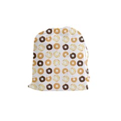 Donuts Pattern With Bites Bright Pastel Blue And Brown Cropped Sweatshirt Drawstring Pouch (medium) by genx