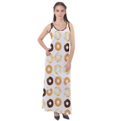 Donuts Pattern With Bites Bright Pastel Blue And Brown Cropped Sweatshirt Sleeveless Velour Maxi Dress by genx