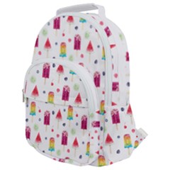 Popsicle Juice Watercolor With Fruit Berries And Cherries Summer Pattern Rounded Multi Pocket Backpack by genx