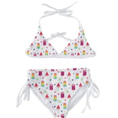 Popsicle Juice Watercolor With Fruit Berries And Cherries Summer Pattern Kids  Classic Bikini Set by genx