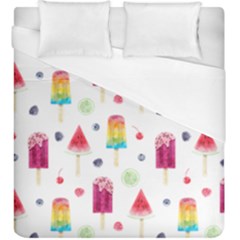 Popsicle Juice Watercolor With Fruit Berries And Cherries Summer Pattern Duvet Cover (king Size) by genx