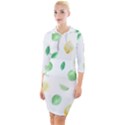 Lemon and limes yellow green watercolor fruits with citrus leaves Pattern Quarter Sleeve Hood Bodycon Dress View1