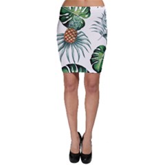 Pineapple Tropical Jungle Giant Green Leaf Watercolor Pattern Bodycon Skirt by genx