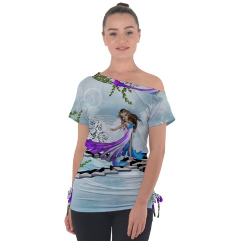 Cute Fairy Dancing On A Piano Tie-up Tee by FantasyWorld7