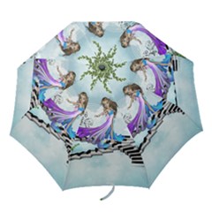 Cute Fairy Dancing On A Piano Folding Umbrellas by FantasyWorld7