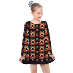 Sweets And  Candy As Decorative Kids  Long Sleeve Dress by pepitasart