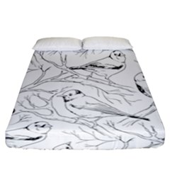 Birds Hand Drawn Outline Black And White Vintage Ink Fitted Sheet (california King Size) by genx