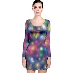 Abstract Background Graphic Space Long Sleeve Velvet Bodycon Dress by Bajindul