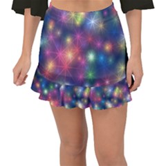 Abstract Background Graphic Space Fishtail Mini Chiffon Skirt by Bajindul