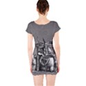 Odin on his Throne with ravens wolf on black stone texture Short Sleeve Bodycon Dress View2