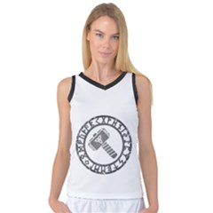 Thor Hammer With Runes Valhalla Tristella Viking Norse Mythology Mjolnir  Women s Basketball Tank Top by snek