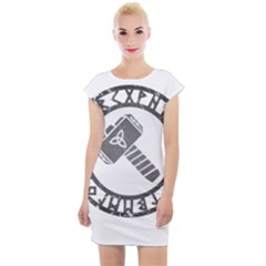 Thor Hammer With Runes Valhalla Tristella Viking Norse Mythology Mjolnir  Cap Sleeve Bodycon Dress by snek