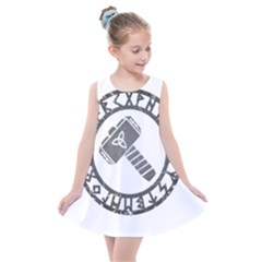 Thor Hammer With Runes Valhalla Tristella Viking Norse Mythology Mjolnir  Kids  Summer Dress by snek