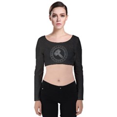 Thor Hammer With Runes Valhalla Tristella Viking Norse Mythology Mjolnir  Velvet Long Sleeve Crop Top by snek