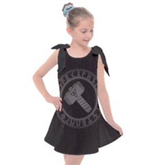 Thor Hammer With Runes Valhalla Tristella Viking Norse Mythology Mjolnir  Kids  Tie Up Tunic Dress by snek