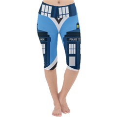 Doctor Who Tardis Lightweight Velour Cropped Yoga Leggings by Sudhe