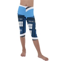 Doctor Who Tardis Kids  Lightweight Velour Capri Leggings  by Sudhe