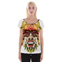 Bali Barong Mask Euclidean Vector Chiefs Face Cap Sleeve Top View1