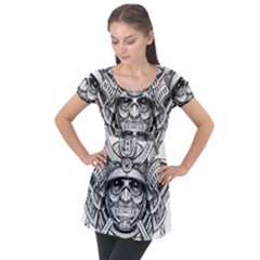 Drawing Samurai Tattoo Sketch Japanese Samurai Puff Sleeve Tunic Top by Sudhe